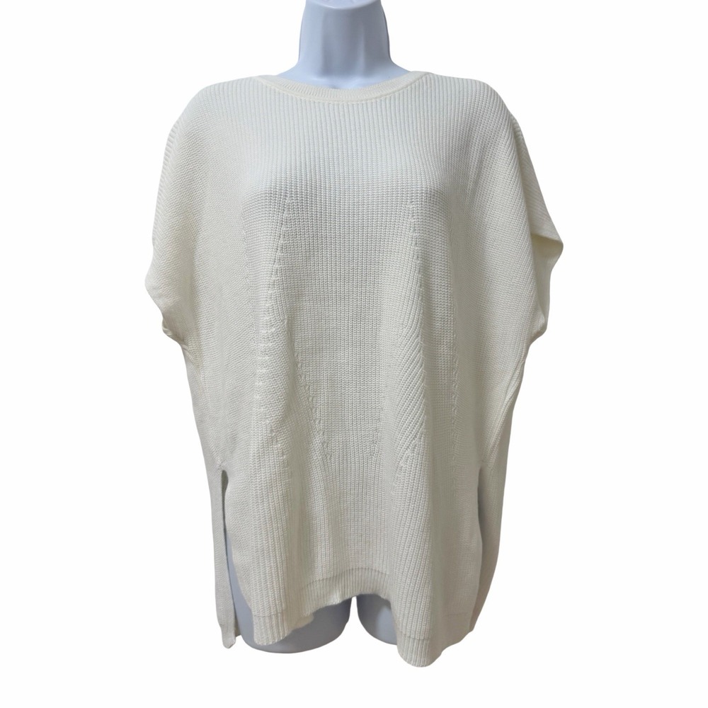 MERSEA Camden Short Sleeve Oversized Sweater OS One Size White Coastal Beachy